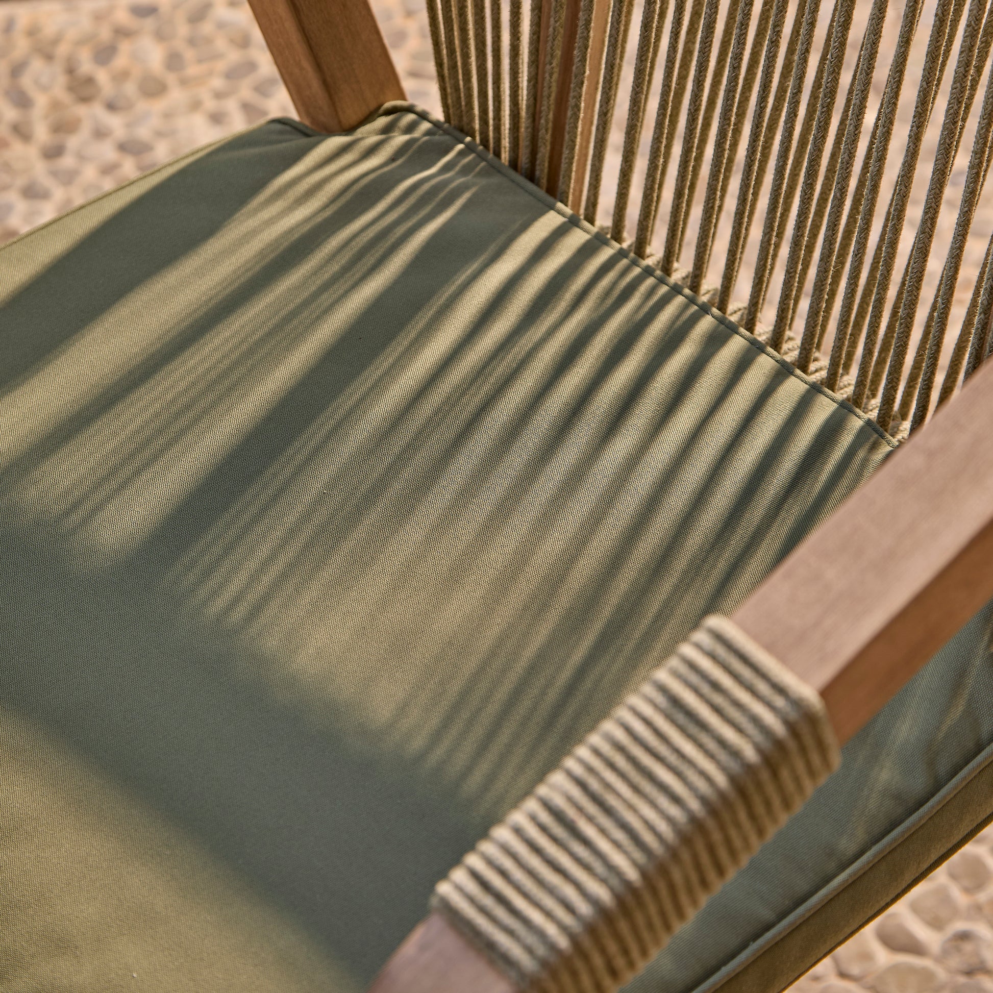 Shiro 6 Seater Wooden Garden Dining Set with 2 Shiro Benches & 2 Shiro Chairs - Green Rope - Laura James