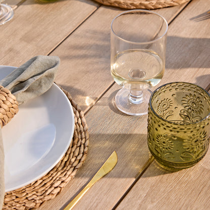 Shiro 6 Seater Wooden Garden Dining Set with 2 Shiro Benches & 2 Shiro Chairs - Green Rope - Laura James