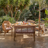 Shiro 6 Seater Wooden Garden Dining Set with 2 Shiro Benches & 2 Shiro Chairs - Pink Rope - Laura James