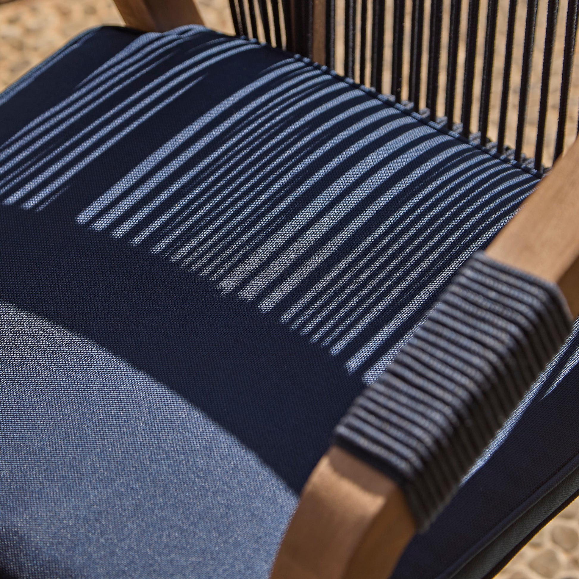 Shiro 6 Seater Wooden Garden Dining Set with 2 Shiro Benches & 2 Shiro Chairs - Navy Rope - Laura James