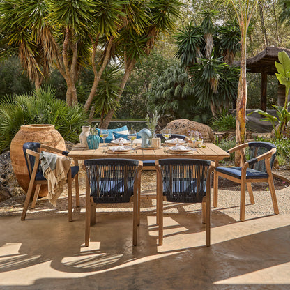 Shiro Navy Rope Wooden Garden Chairs - Set of 2 - Laura James