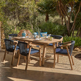 Shiro Navy Rope Wooden Garden Chairs - Set of 2 - Laura James