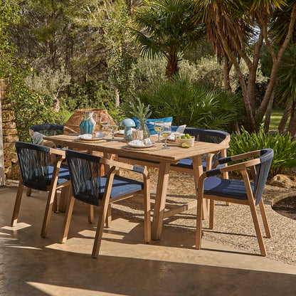 Shiro Navy Rope Wooden Garden Chairs - Set of 2 - Laura James