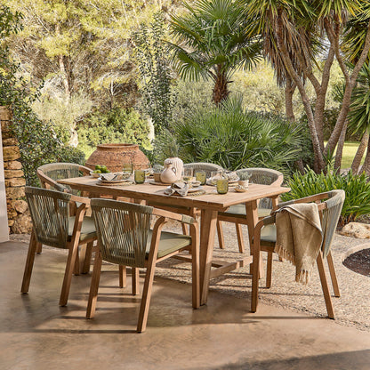 Shiro Green Rope Wooden Garden Chairs - Set of 2 - Laura James