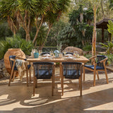 Shiro Navy Rope Wooden Garden Chairs - Set of 2 - Laura James