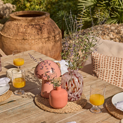 Shiro 6 Seater Wooden Garden Dining Set with Shiro Pink Rope Chairs & Bench - 180cm - Laura James