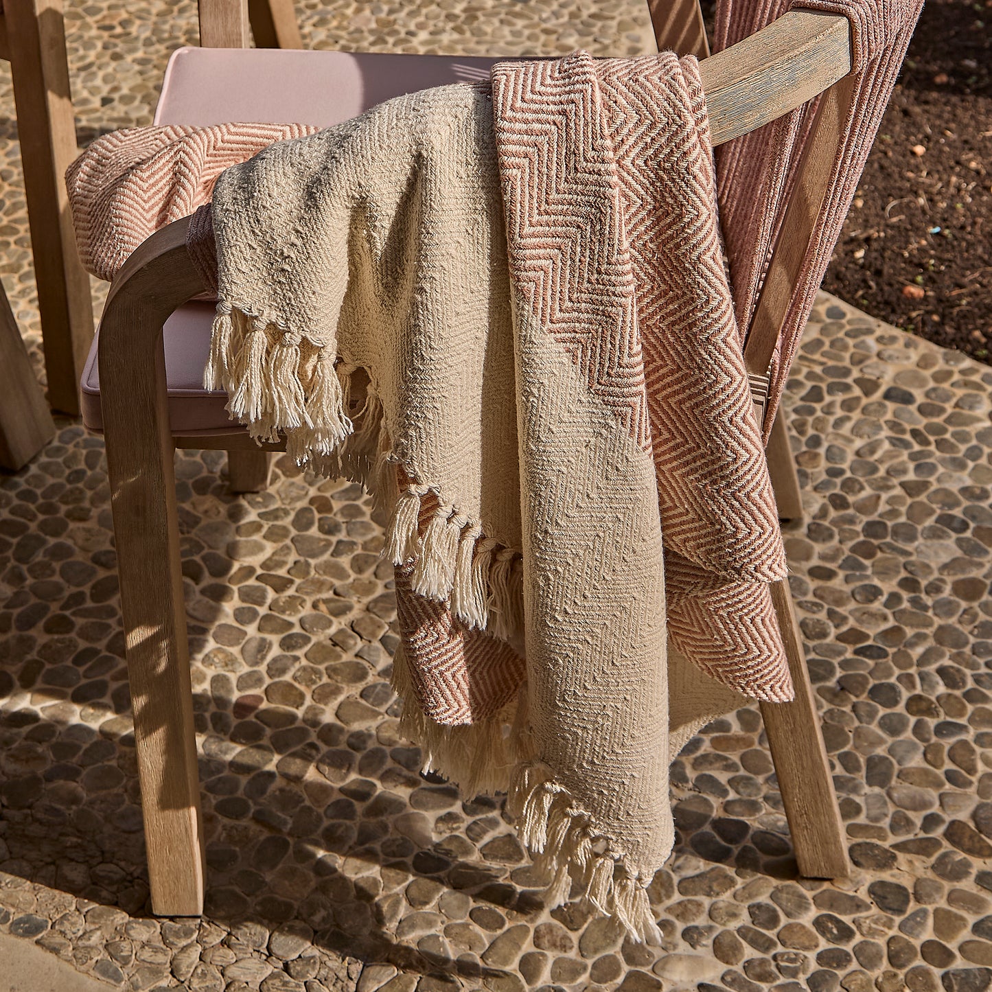 Shiro Pink Rope Wooden Garden Chairs - Set of 2 - Laura James
