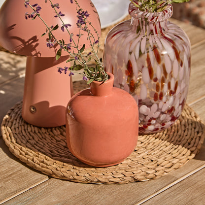 Shiro 6 Seater Wooden Garden Dining Set with Shiro Pink Rope Chairs & Bench - 180cm - Laura James