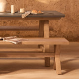 Shiro 6 Seater Dove Grey Garden Dining Set with 2 Charlotte Benches - Laura James