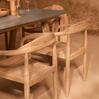 Shiro 180cm Dove Grey Concrete Dining Table Set - 6 Seater - Sasha Brushed Light Acacia Dining Chairs - Laura James