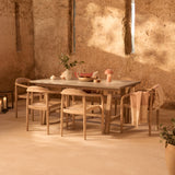 Shiro 180cm Pale Grey Concrete Dining Table Set - 6 Seater - Sasha Brushed Light Acacia Dining Chairs - Laura James