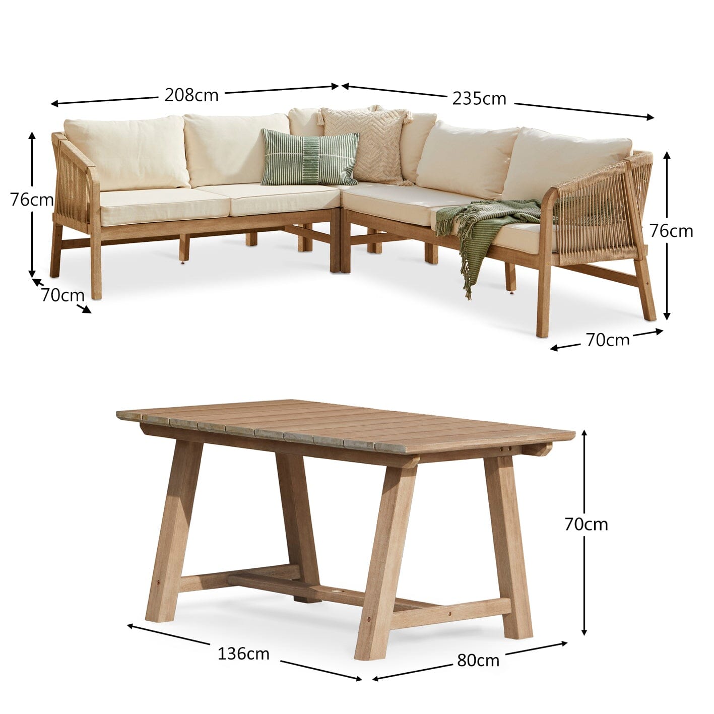 Shiro Wooden Garden Corner Dining Sofa Set - Laura James 
