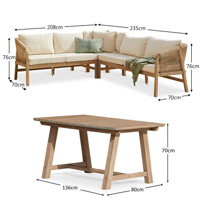 Shiro Wooden Garden Corner Dining Sofa Set - Laura James 