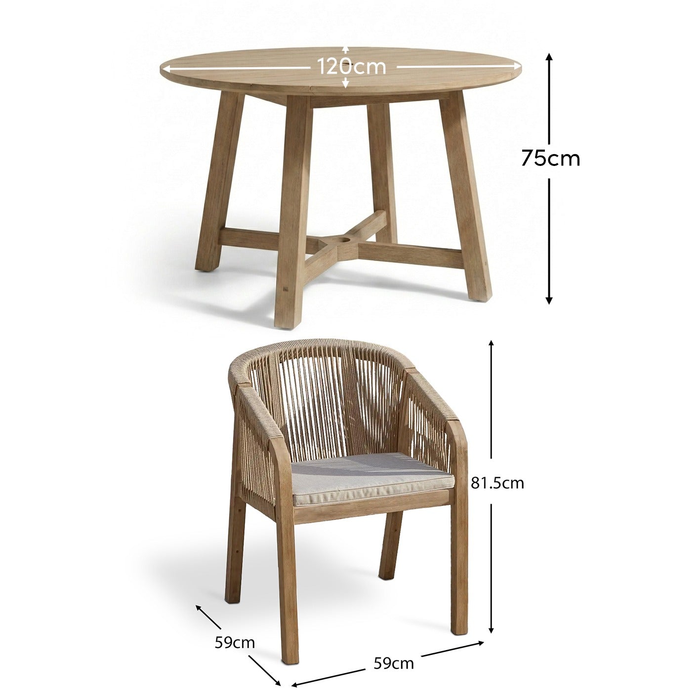 Shiro 120cm Round Table and 4x Nala Dining Chairs - Laura James