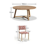 Shiro 6 Seater Round Wooden Garden Dining Set with Saffron Dining Chairs - Paprika/Beige - Laura James 