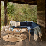 Shiro Corner Sofa with Navy Cushions with Akira Coffee Table Set - Laura James