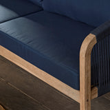 Shiro Corner Sofa with Navy Cushions with Akira Coffee Table Set - Laura James