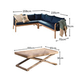 Shiro Corner Sofa with Navy Cushions with Akira Coffee Table Set - Laura James