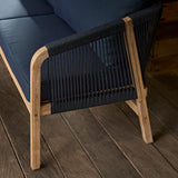 Shiro Corner Sofa with Navy Cushions with Akira Coffee Table Set - Laura James