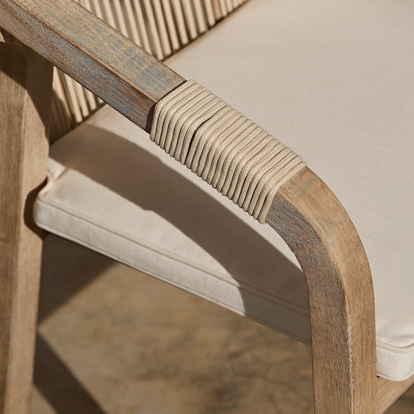 Shiro Brushed Light Acacia Garden Chairs - Set of 2 - Beige Rope - Laura James 