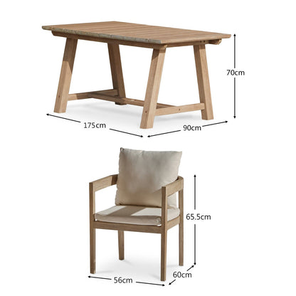 Shiro 6 Seater Wooden Garden Dining Set with 6 Imani Chairs - Whitewash - Laura James 