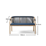 Shiro Wooden Garden Bench - Navy Rope - Laura James