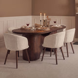 Octavia 220cm Coffee Brown Mango Wood Dining Table Set - 6 Seater - Archer Soft Beige Dining Chairs - Coffee Brown Legs - Laura James 