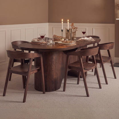 Octavia 220cm Coffee Brown Mango Wood Dining Table Set - 6 Seater - Ella Coffee Brown Armchairs - Laura James 