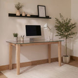 Lowell Whitewash Oak Desk - Clear Glass Top - Laura James 