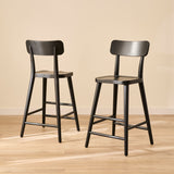 Silvester Black Oak Bar Stool with Backrest - Laura James