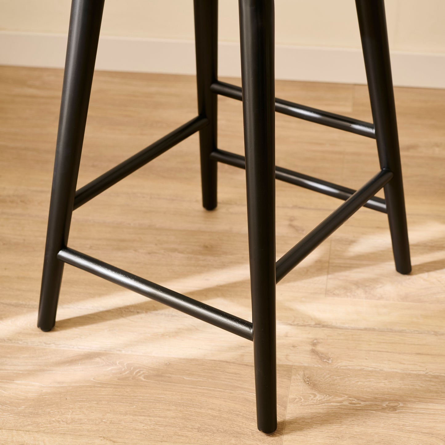 Silvester Black Oak Bar Stool with Backrest - Laura James