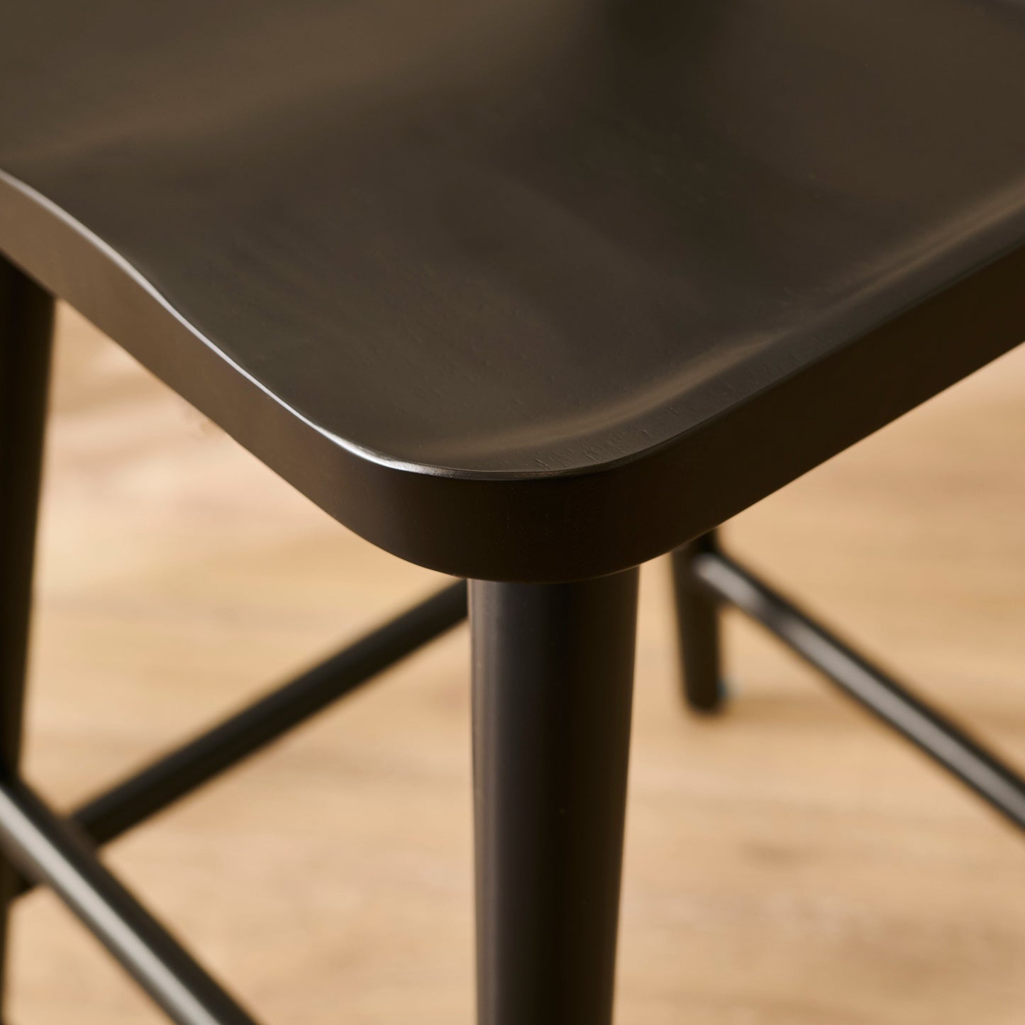 Silvester Black Oak Bar Stool with Backrest - Laura James