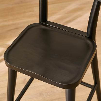 Silvester Black Oak Bar Stool with Backrest - Laura James