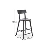 Silvester Black Bar Stool with Backrest - Laura James 