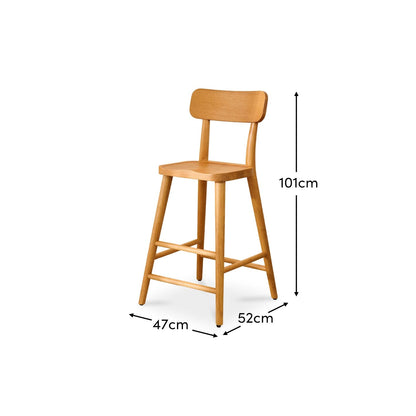 Silvester Classic Oak Bar Stool with Backrest - Laura James