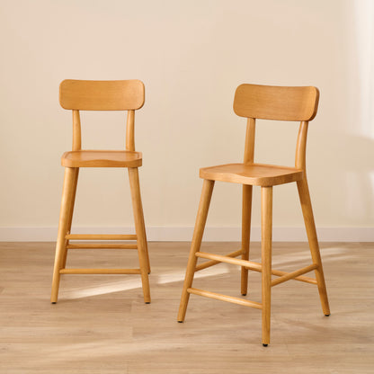 Silvester Classic Oak Bar Stool with Backrest - Laura James