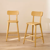 Silvester Pale Oak Bar Stool with Backrest - Laura James