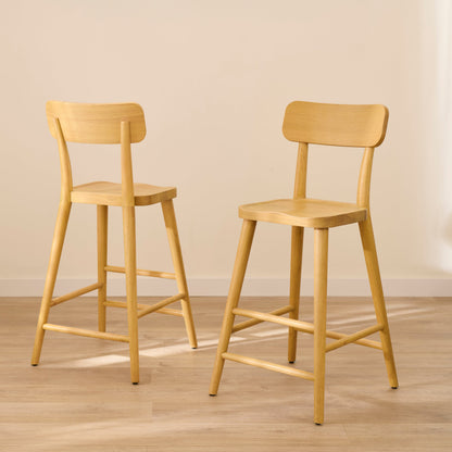 Silvester Pale Oak Bar Stool with Backrest - Laura James