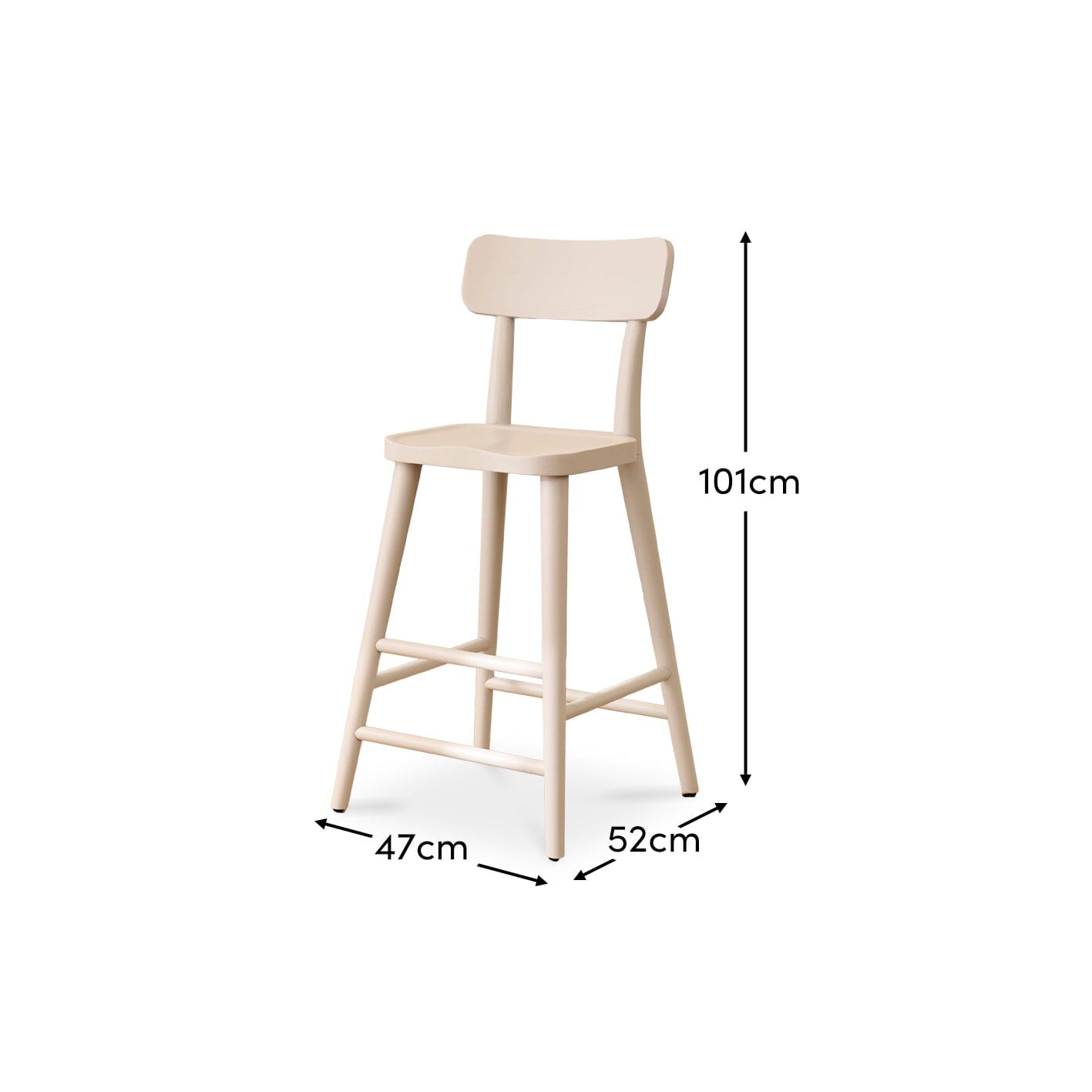 Silvester Pewter Grey Bar Stool with Backrest - Laura James