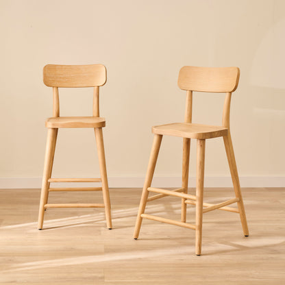 Silvester Whitewash Oak Bar Stool with Backrest - Laura James