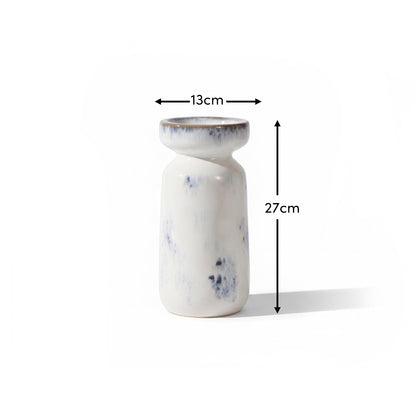 Sintra Ceramic 26.5cm Candle Holder - Cornflower Reactive Glaze - Laura James