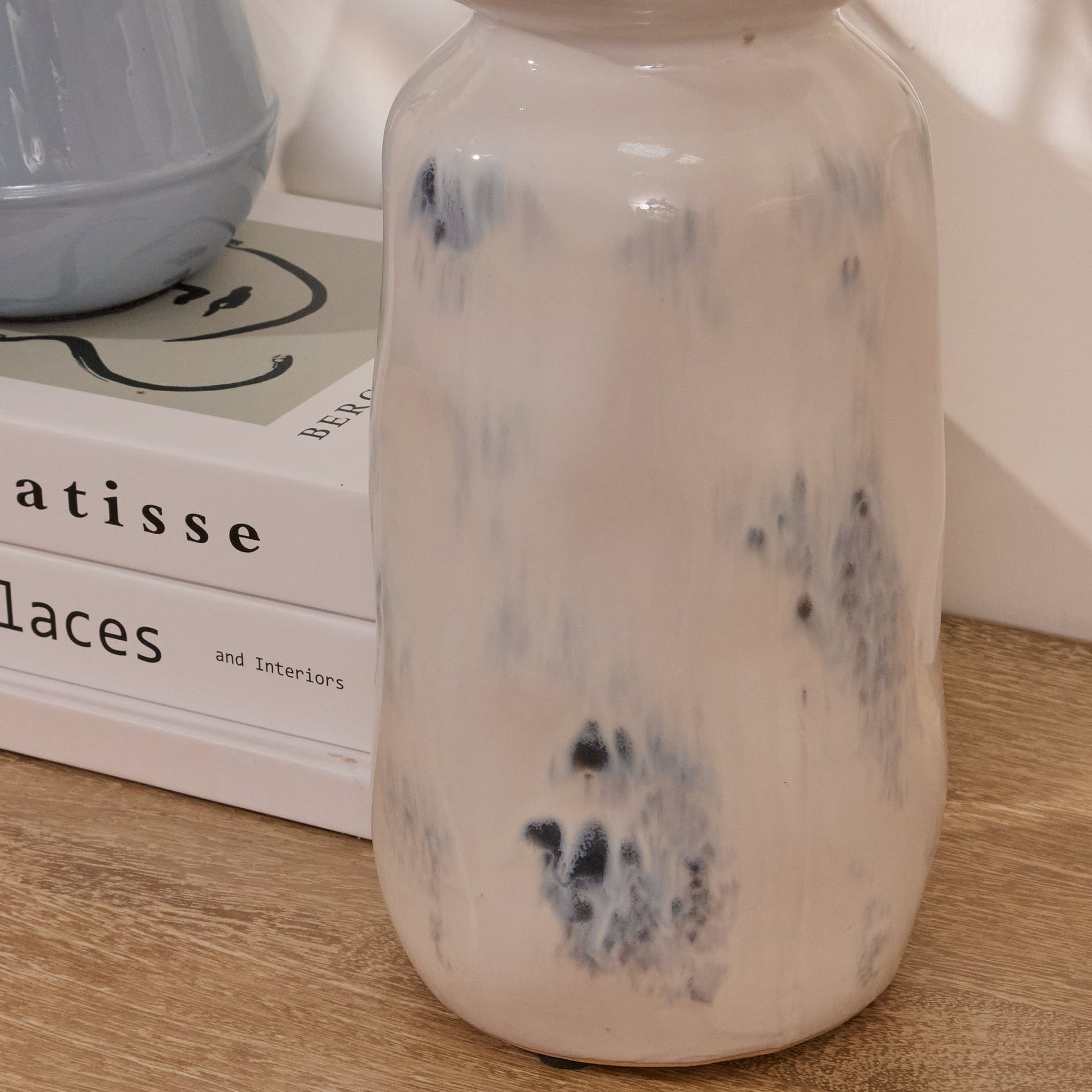 Sintra Ceramic 26.5cm Candle Holder - Cornflower Reactive Glaze - Laura James