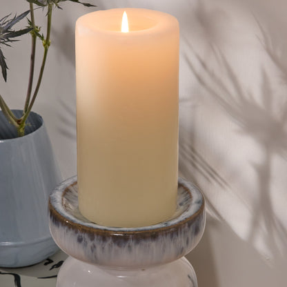 Sintra Ceramic 26.5cm Candle Holder - Cornflower Reactive Glaze - Laura James