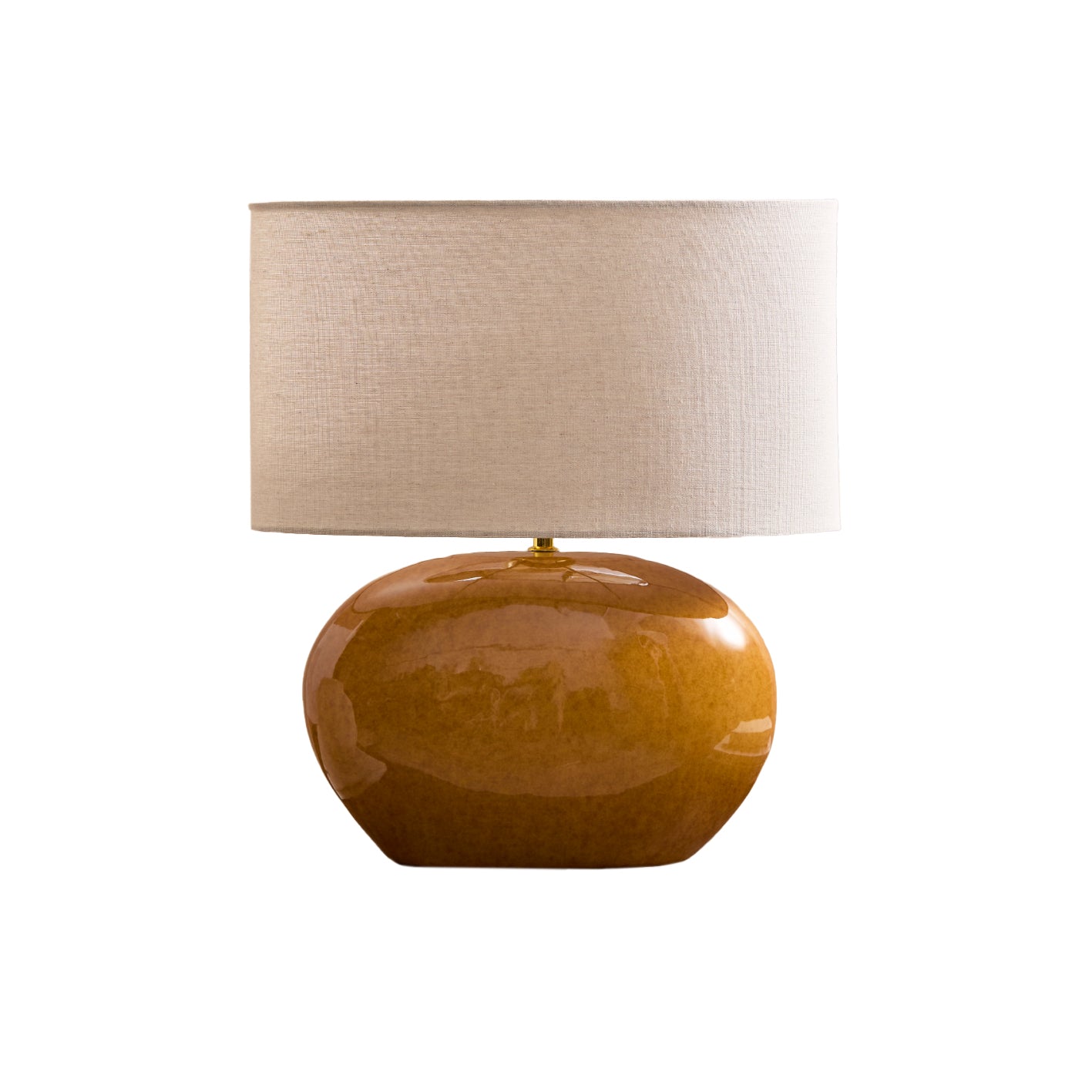 Skelton 50cm Table Lamp - Saffron Yellow with Off-White Shade - Laura James 