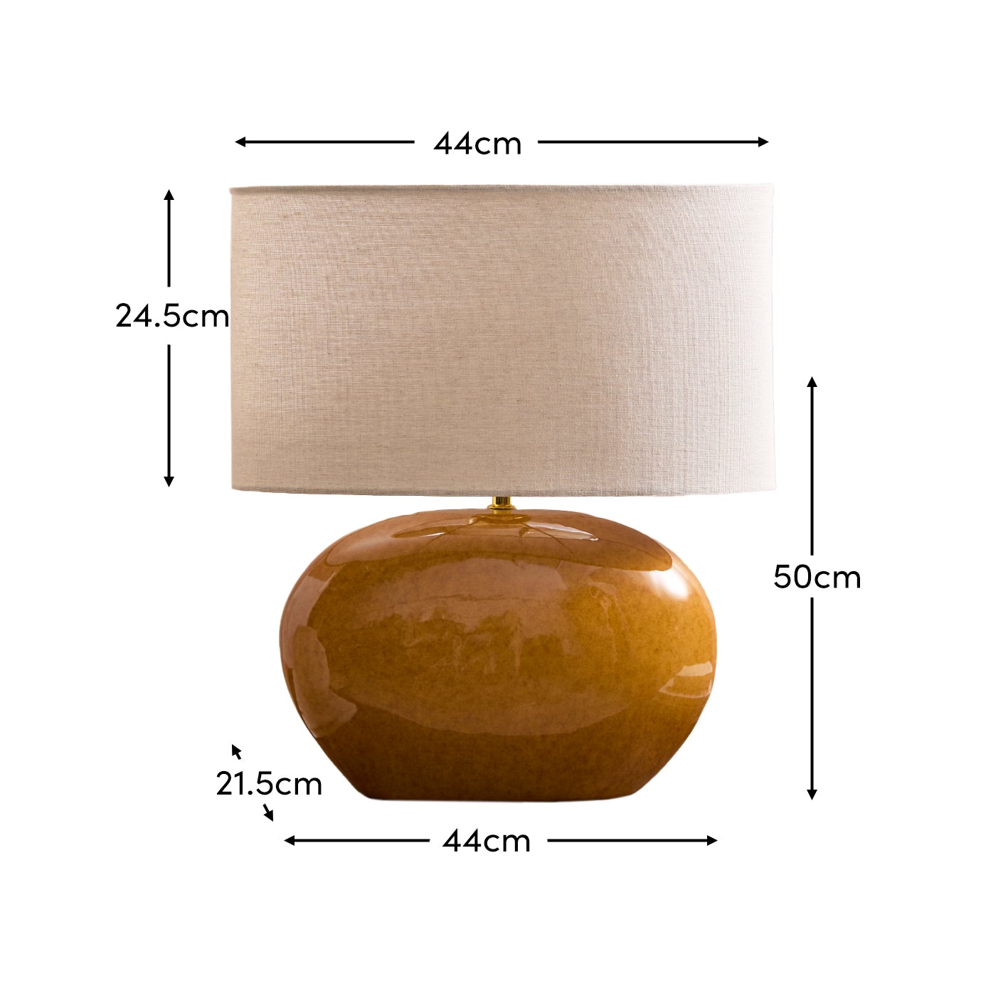 Skelton 50cm Table Lamp - Saffron Yellow with Off-White Shade - Laura James 