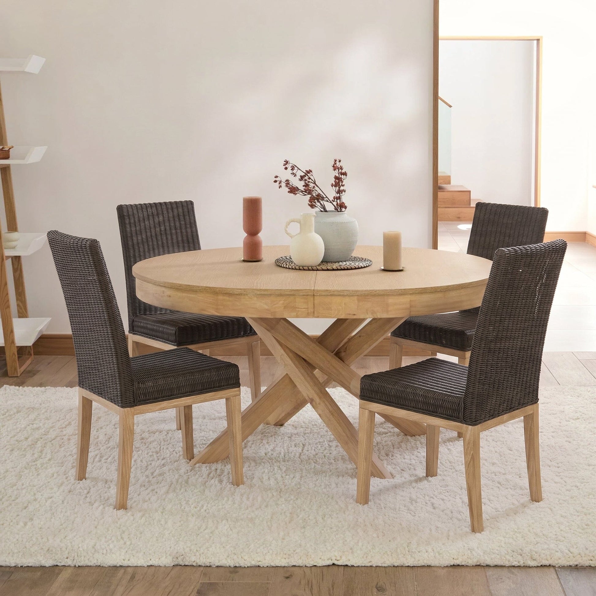 Reid Slate Grey Dining Chairs - Set of 2 - Whitewash Mindi Wood Legs - Laura James 