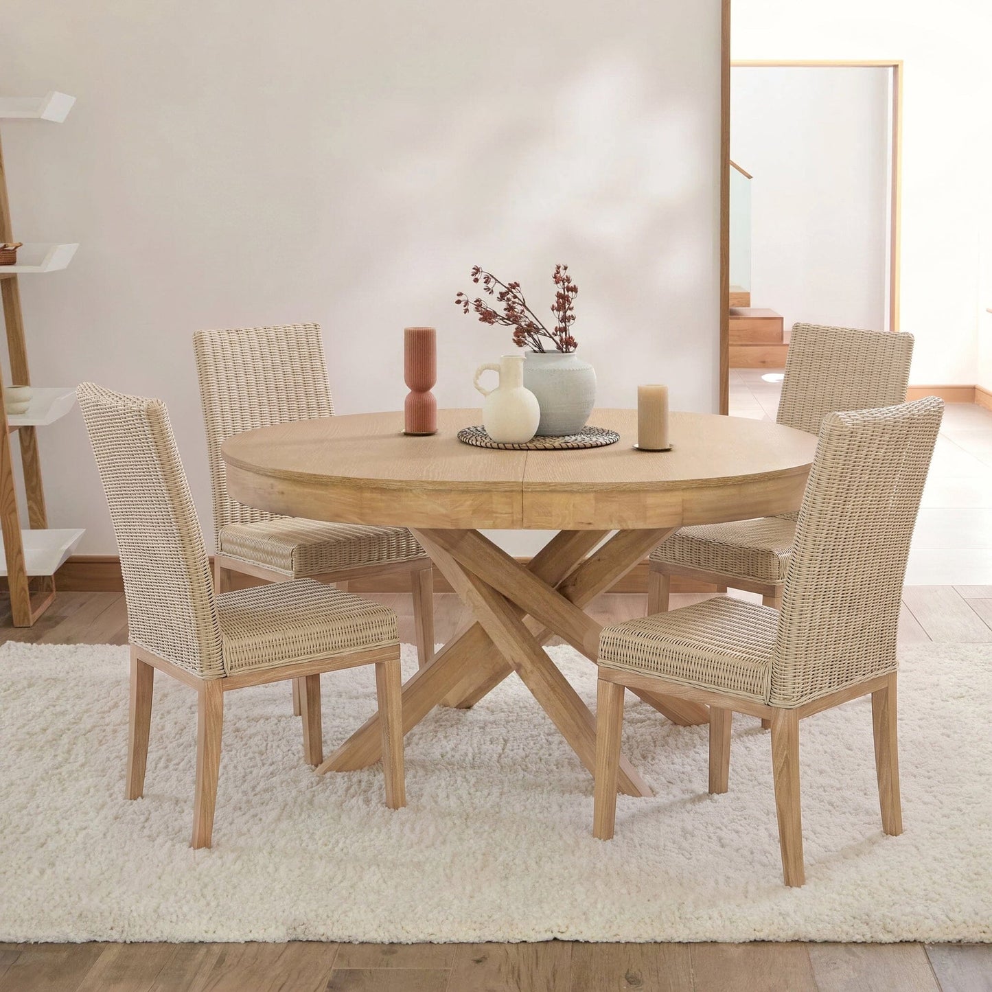 Reid Linen Grey Dining Chairs - Set of 2 - Whitewash Mindi Wood Legs - Laura James 