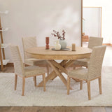 Reid Linen Grey Dining Chairs - Set of 2 - Whitewash Mindi Wood Legs - Laura James 
