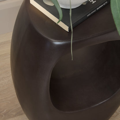 Sohan 32cm Side Table - Lava Black Concrete - Laura James