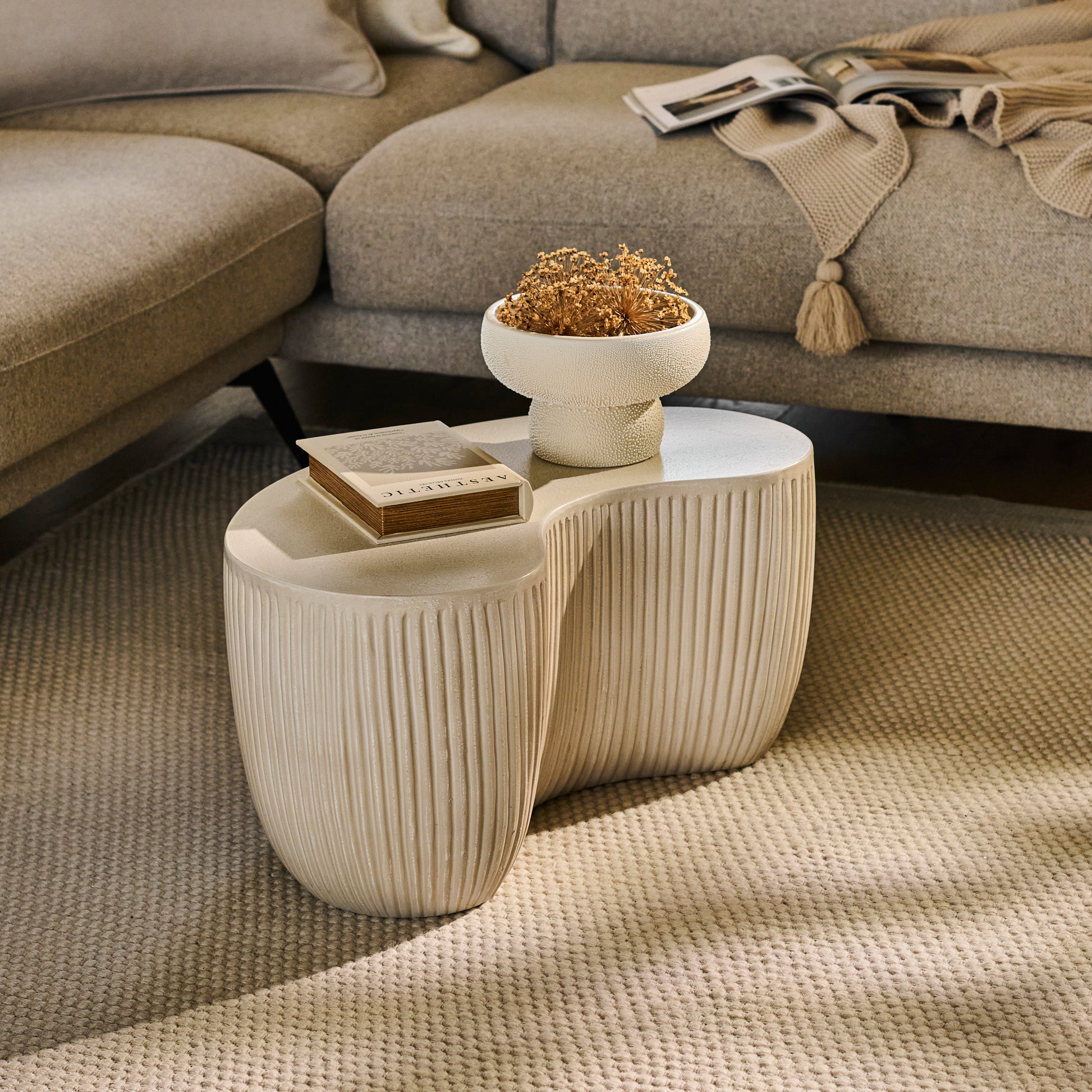 Sohan 61cm Kidney Coffee Table - Sand - Laura James